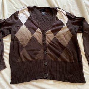 Brown & Pink Argyle Cardigan